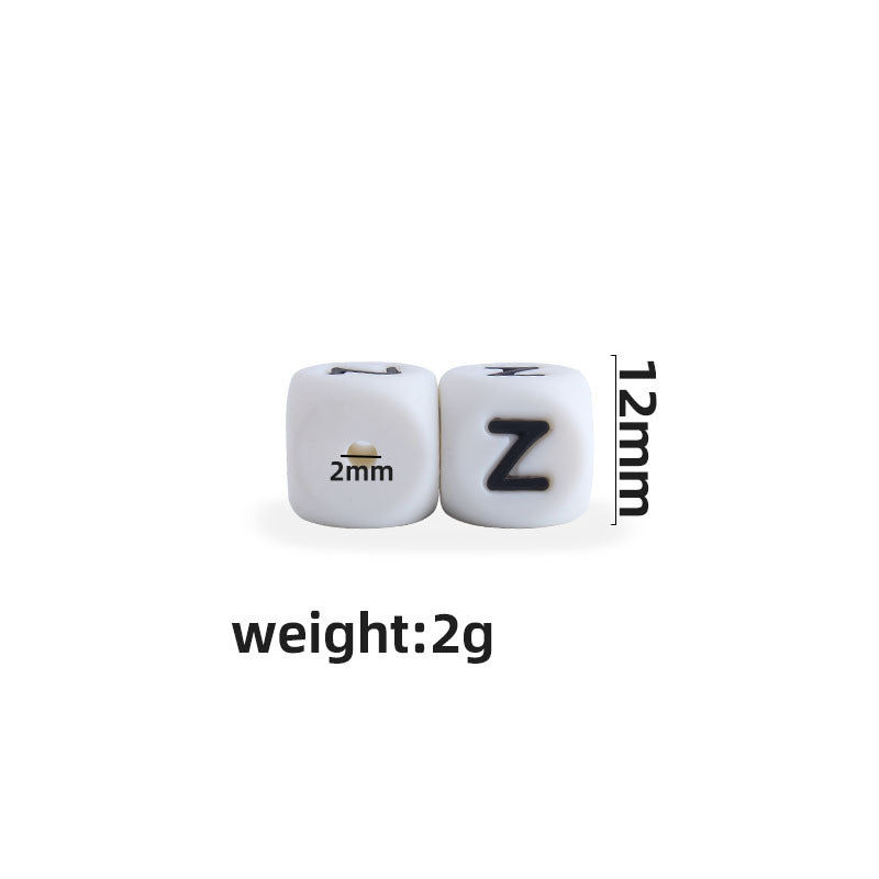 Wholesale 3PCS 12mm 26 English Letters Silicone Beads